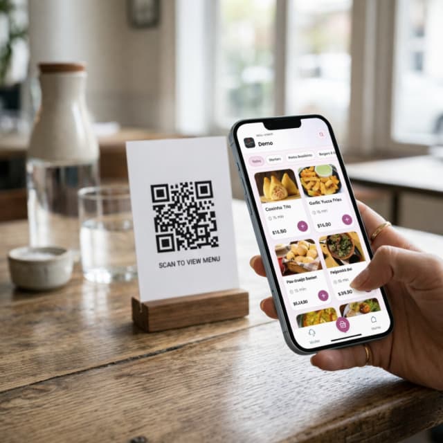 QR code scanning — mobile digital menu for restaurant guests
